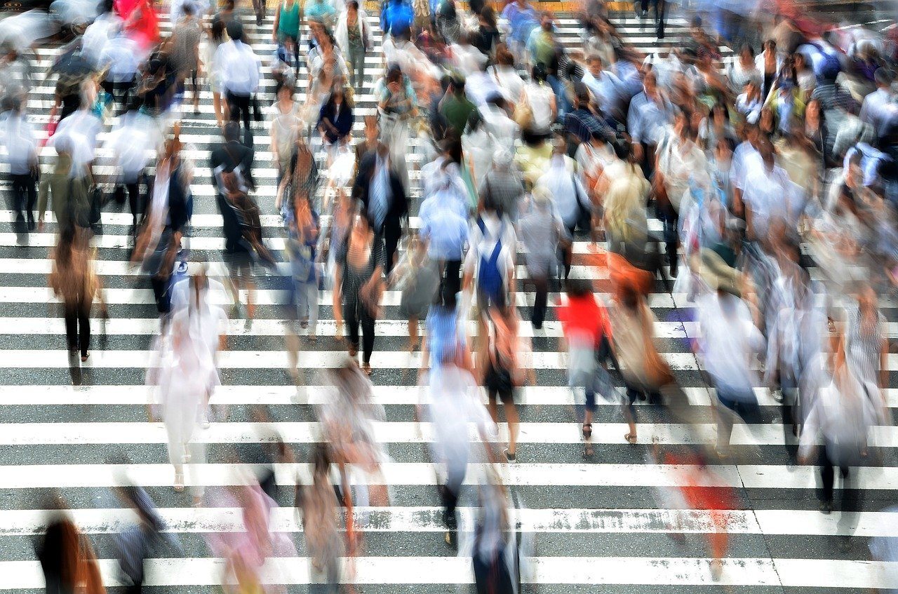 Busy Street - Many Pedestrians