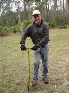 Making pilot holes with dibble