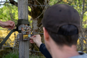 Various photos setting up camera traps for our wildlife surveys.